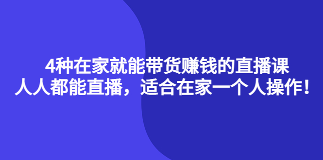 4种在家就能带货赚钱的直播课，人人都能直播，适合在家一个人操作！-智宝网创
