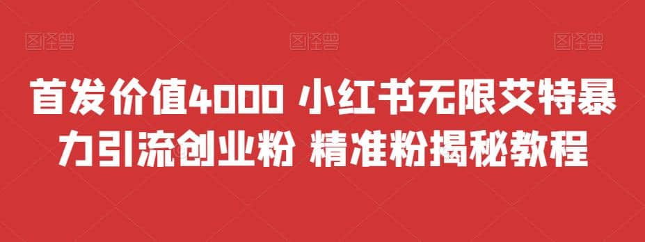 首发价值4000 小红书无限艾特暴力引流创业粉 精准粉揭秘教程-智宝网创