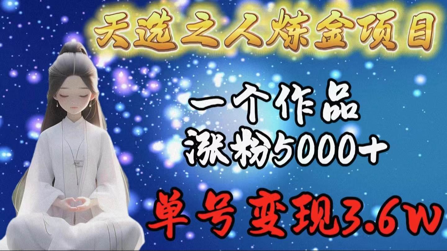 天选之人炼金项目，一个作品涨粉5000+，单号变现3.6w-智宝网创