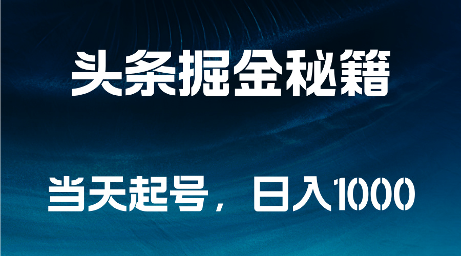 头条掘金秘籍，当天起号，日入1000+-智宝网创