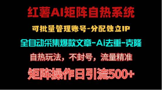 红薯矩阵自热系统，独家不死号引流玩法！矩阵操作日引流500+-智宝网创