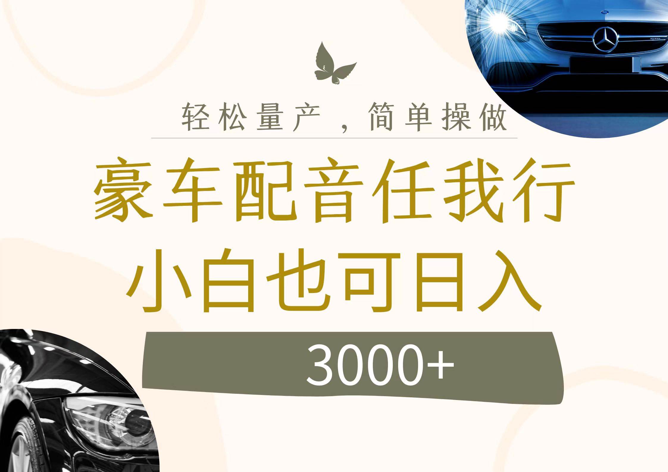 不为人知的暴力小项目，豪车配音，日入3000+-智宝网创
