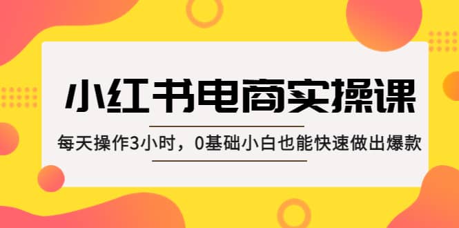 小红书·电商实操课：每天操作3小时，0基础小白也能快速做出爆款-智宝网创