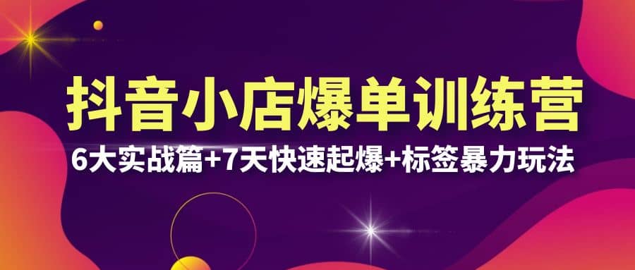 抖音小店爆单训练营VIP线下课：6大实战篇+7天快速起爆+标签暴力玩法(32节)-智宝网创