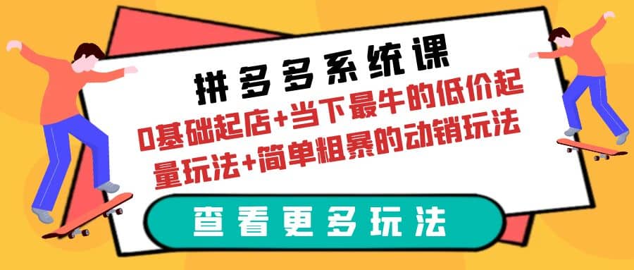 拼多多系统课：0基础起店+当下最牛的低价起量玩法+简单粗暴的动销玩法-智宝网创