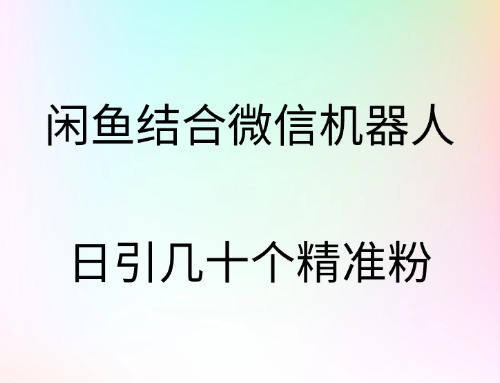 闲鱼结合微信机器人，日引几十个精准粉-智宝网创