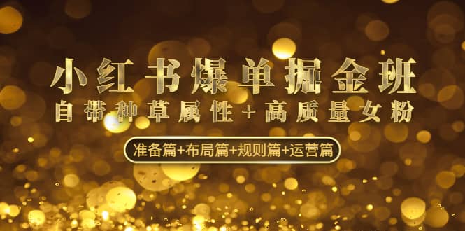 小红书爆单掘金班：自带种草属性+高质量女粉 准备篇+布局篇+规则篇+运营篇-智宝网创