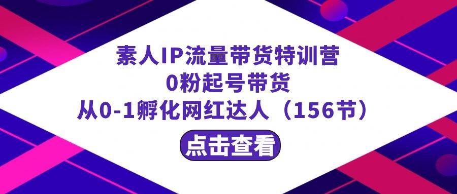 繁星·计划素人IP流量带货特训营：0粉起号带货 从0-1孵化网红达人（156节）-智宝网创