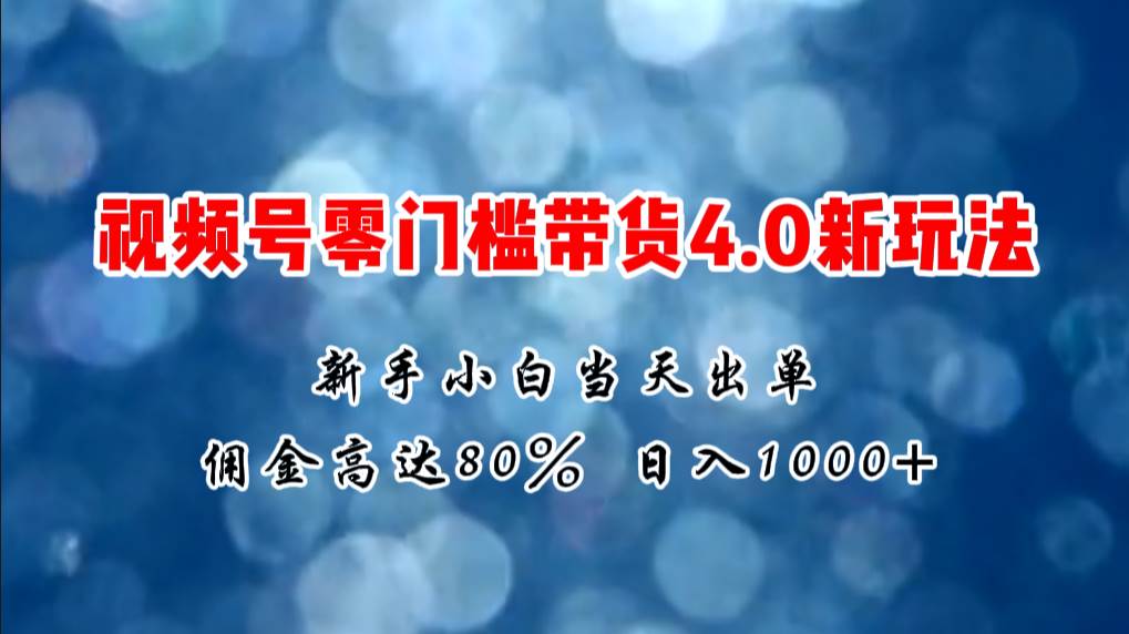 微信视频号零门槛带货4.0新玩法，新手小白当天见收益，日入1000+-智宝网创