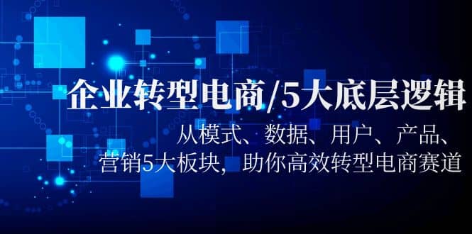 企业转型电商/5大底层逻辑，从模式 数据 用户 产品 营销5大板块，高效转型-智宝网创