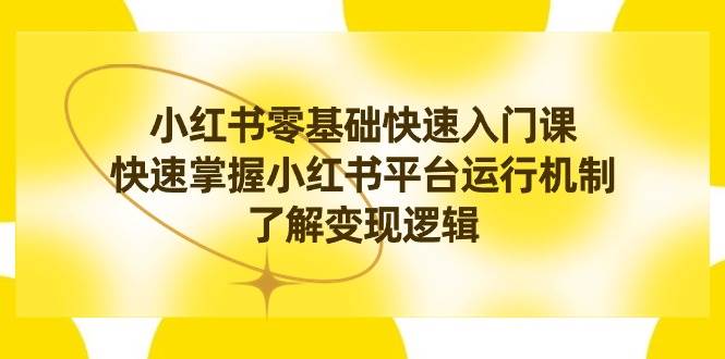 小红书0基础快速入门课，快速掌握小红书平台运行机制，了解变现逻辑-智宝网创