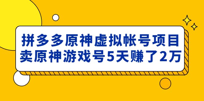 外面卖2980的拼多多原神虚拟帐号项目-智宝网创