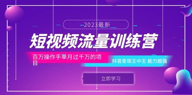 短视频流量训练营：百万操作手单月过千万的项目：抖音变现王中王 能力超强-智宝网创