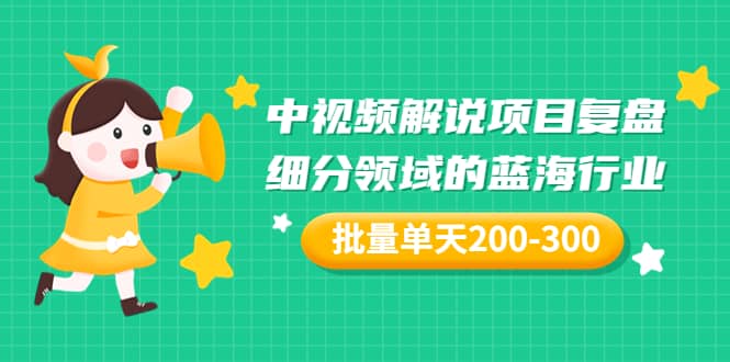 某付费文章：中视频解说项目复盘：细分领域的蓝海行业 批量单天200-300收益-智宝网创