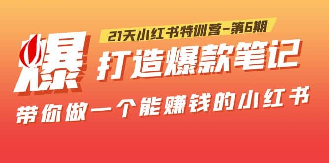 21天小红书特训营-第6期，打造爆款笔记，带你做一个能赚钱的小红书-智宝网创