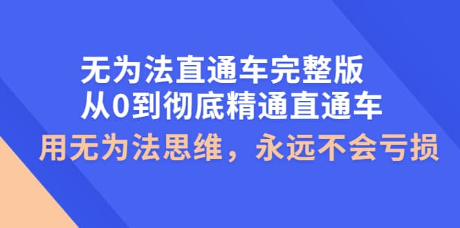 无为法直通车完整版：从0到彻底精通直通车，用无为法思维，永远不会亏损-智宝网创