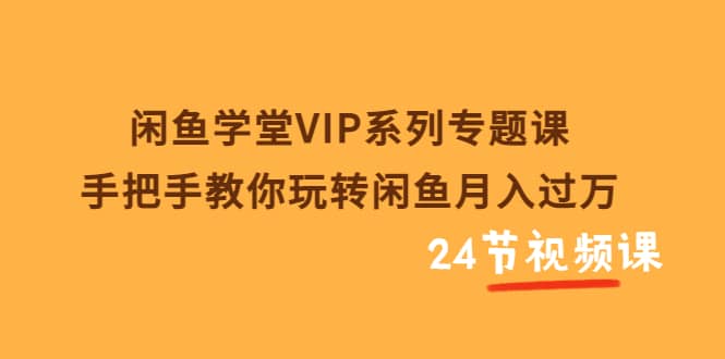 闲鱼学堂VIP系列专题课：手把手教你玩转闲鱼月入过万（共24节视频课）-智宝网创