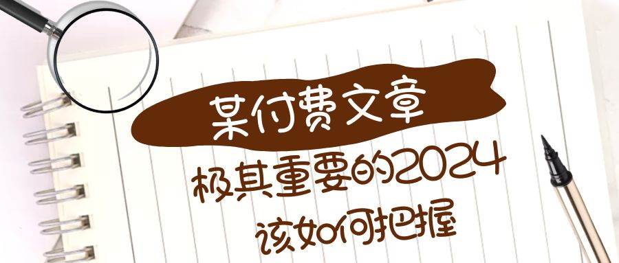 极其重要的2024该如何把握？【某公众号付费文章】-智宝网创