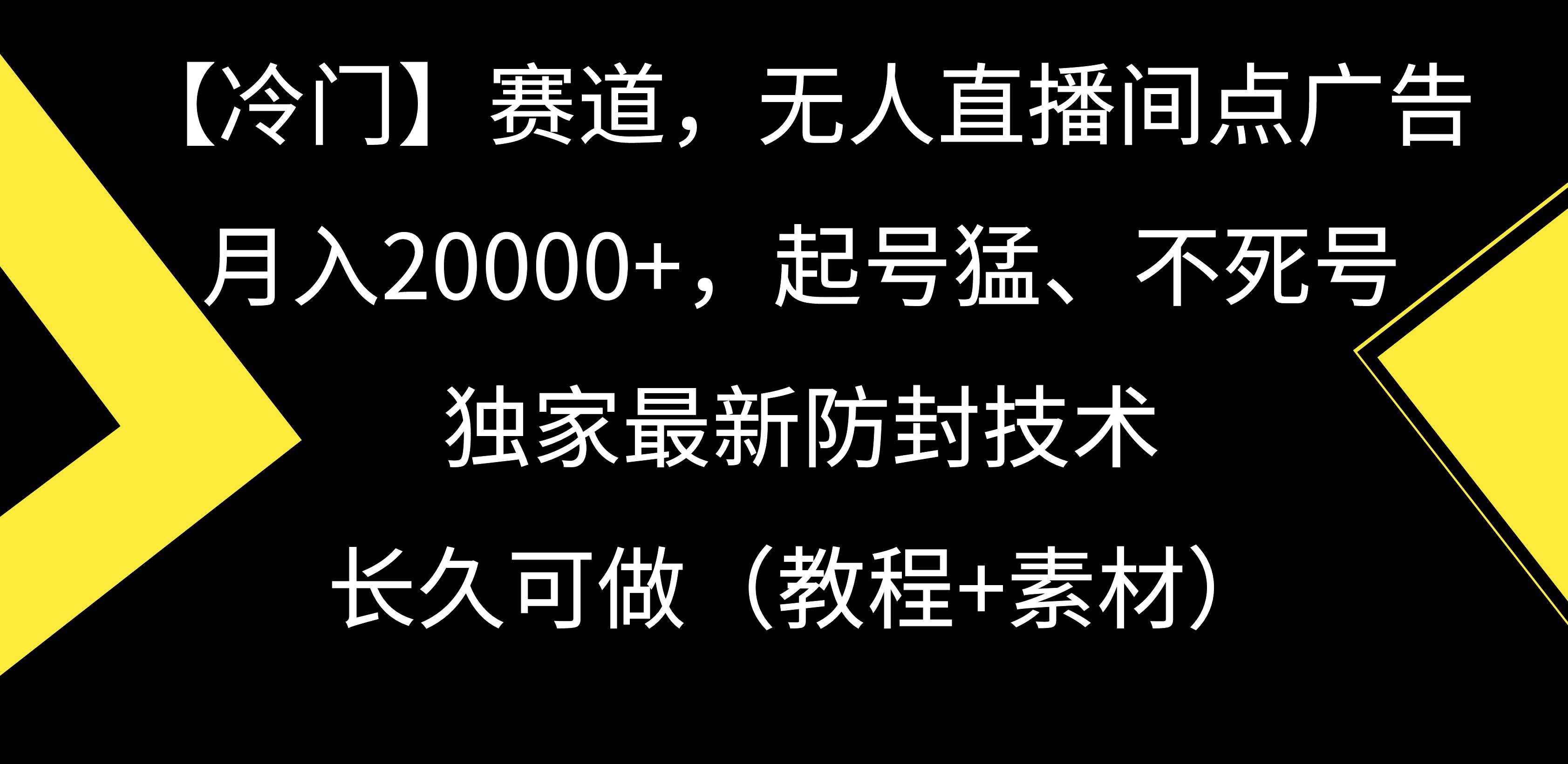 【冷门】赛道，无人直播间点广告，月入20000+，起号猛、不死号，独家最…-智宝网创