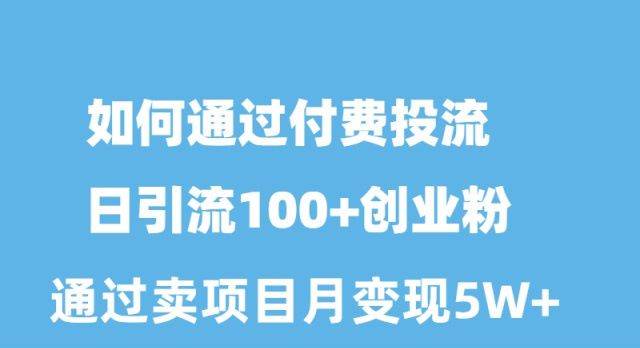 如何通过付费投流日引流100+创业粉月变现5W+-智宝网创