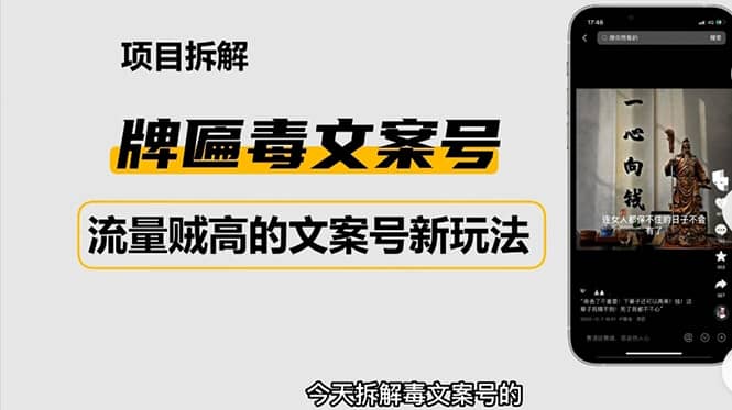 2023抖音快手毒文案新玩法，牌匾文案号，起号快易变现-智宝网创