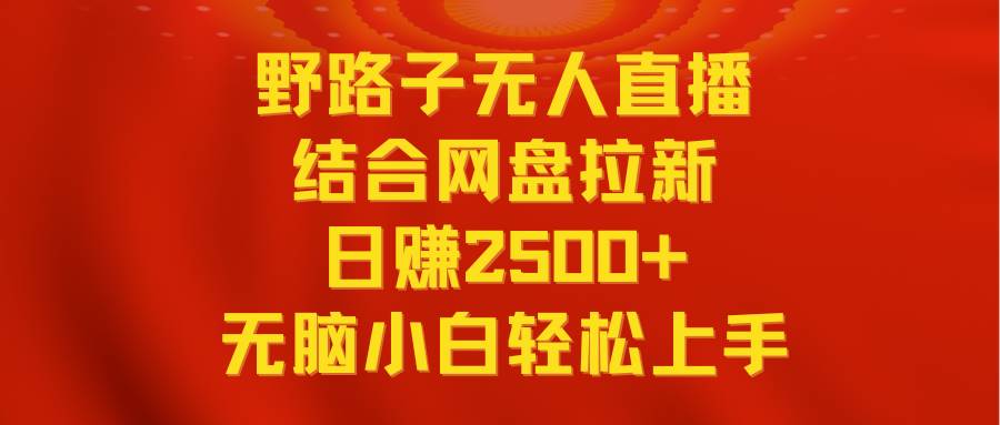 无人直播野路子结合网盘拉新，日赚2500+多平台变现，小白无脑轻松上手操作-智宝网创