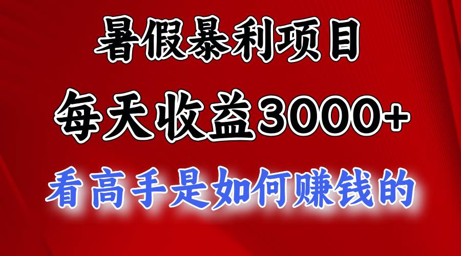 暑假暴利项目，每天收益3000+ 努努力能达到5000+，暑假大流量来了-智宝网创