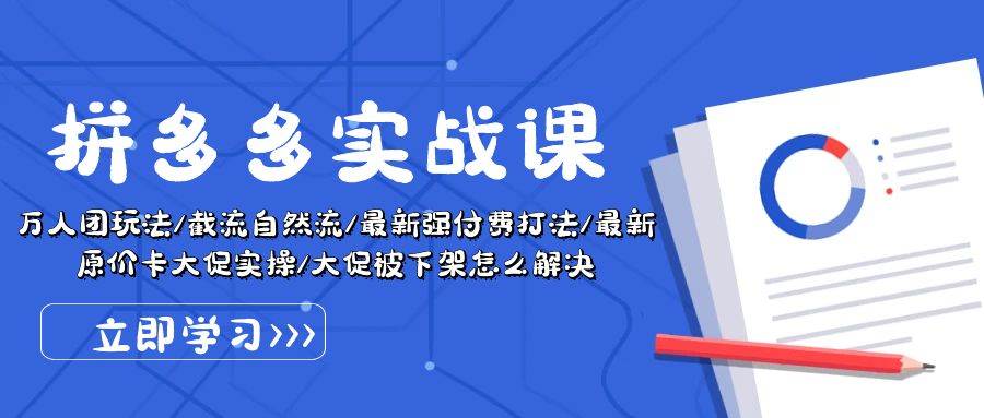 拼多多·实战课：万人团玩法/截流自然流/最新强付费打法/最新原价卡大促..-智宝网创