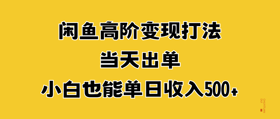 闲鱼高阶变现打法，当天出单，小白也能单日收入500+-智宝网创