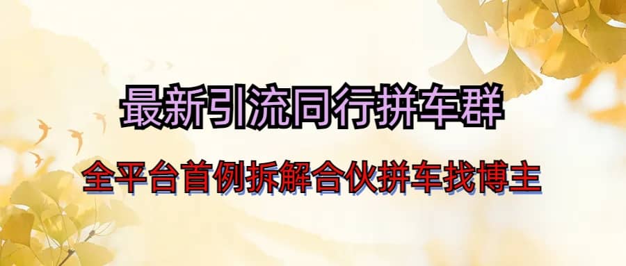 最新引流同行拼车群合伙拼车找博主日引百人新玩法-智宝网创