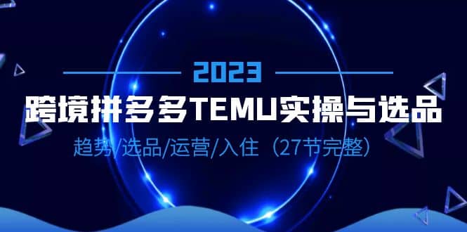 2023跨境·拼多多·TEMU实操与选品，趋势·选品·运营·入住（27节完整）-智宝网创