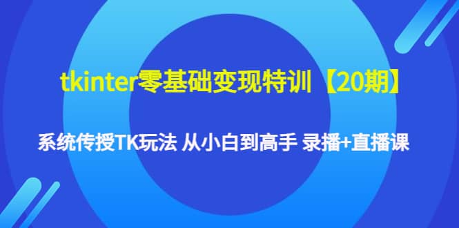 tkinter零基础变现特训【20期】系统传授TK玩法 从小白到高手 录播+直播课-智宝网创