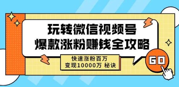 玩转微信视频号爆款涨粉赚钱全攻略，快速涨粉百万变现万元秘诀-智宝网创