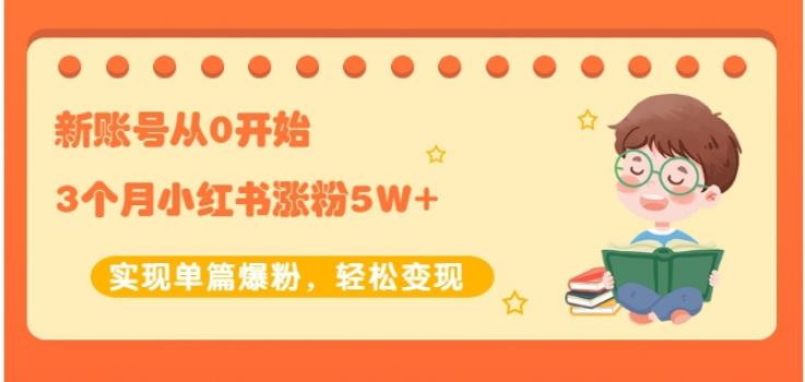 新账号从0开始3个月小红书涨粉5W+实现单篇爆粉，轻松变现（干货）-智宝网创