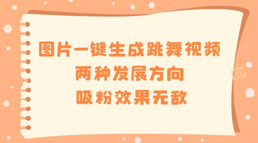 图片一键生成跳舞视频，两种发展方向，吸粉效果无敌-智宝网创
