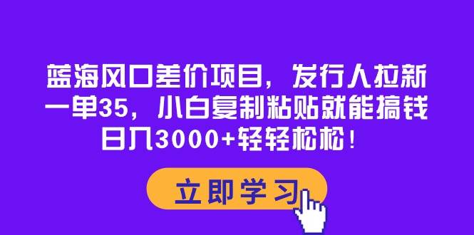 蓝海风口差价项目，发行人拉新，一单35，小白复制粘贴就能搞钱！日入3000+轻轻松松-智宝网创