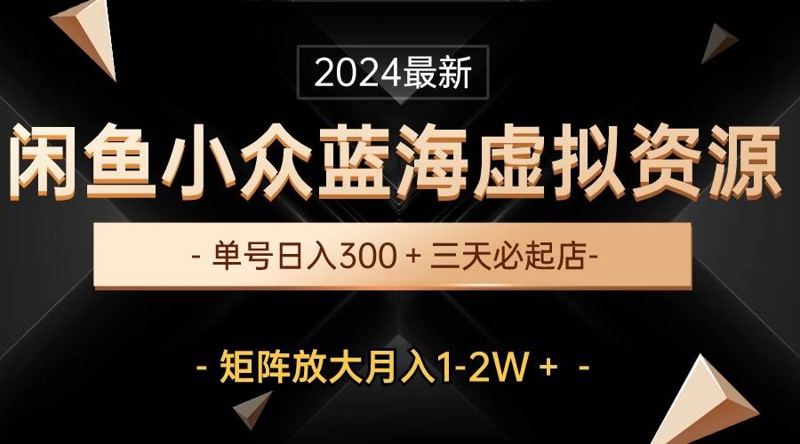 最新闲鱼小众蓝海虚拟资源，单号日入300＋，三天必起店，矩阵放大月入1-2W-智宝网创