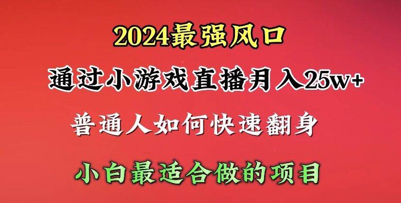 2024年最强风口，通过小游戏直播月入25w+单日收益5000+小白最适合做的项目-智宝网创