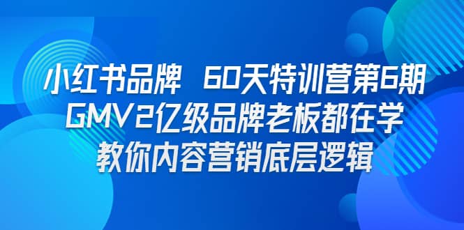 小红书品牌 60天特训营第6期 GMV2亿级品牌老板都在学 教你内容营销底层逻辑-智宝网创