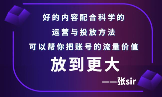 张sir账号流量增长课，告别海王流量，让你的流量更精准-智宝网创
