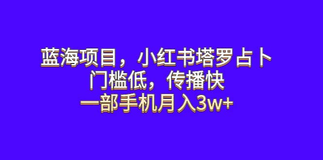 蓝海项目，小红书塔罗占卜，门槛低，传播快，一部手机月入3w+-智宝网创