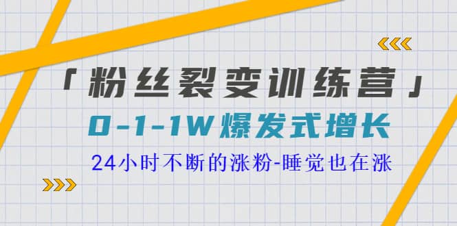「粉丝裂变训练营」0-1-1w爆发式增长，24小时不断的涨粉-睡觉也在涨-16节课-智宝网创