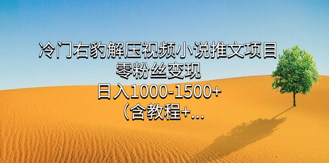 冷门右豹解压视频小说推文项目，零粉丝变现，日入1000-1500+（含教程）-智宝网创