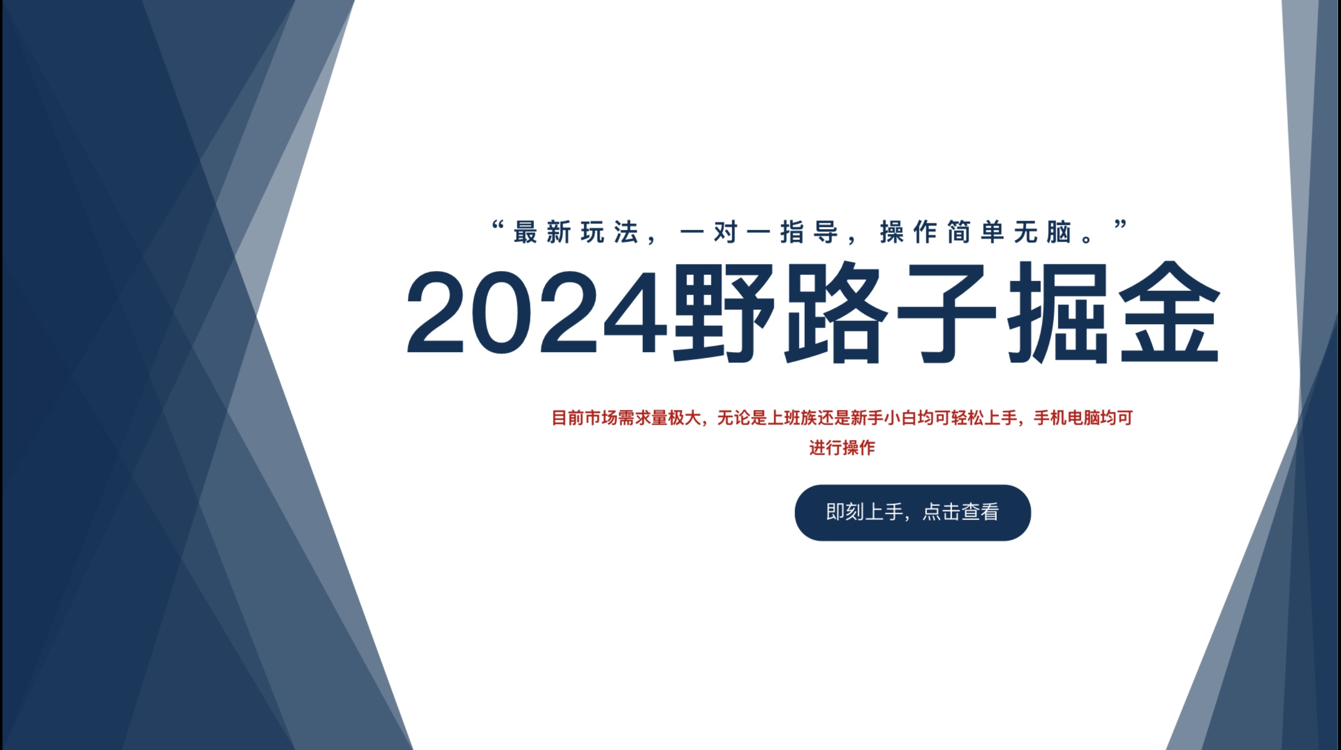2024野路子掘金，最新玩 法， 一对一指导，操作简单无脑。-智宝网创