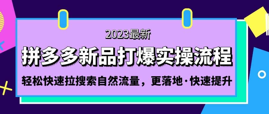拼多多-新品打爆实操流程：轻松快速拉搜索自然流量，更落地·快速提升-智宝网创