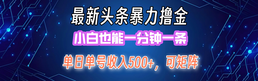 最新头条撸金，小白也能一分钟一条-智宝网创