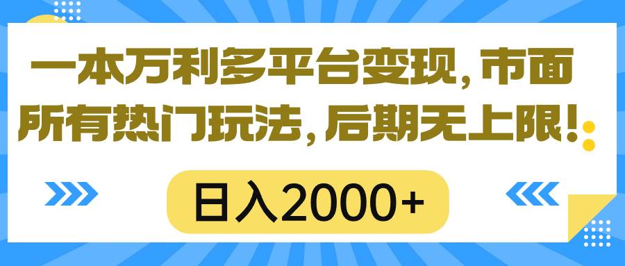 一本万利多平台变现，市面所有热门玩法，日入2000+，后期无上限！-智宝网创
