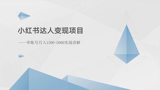 小红书达人变现项目：单账号月入1500-3000实战讲解-智宝网创