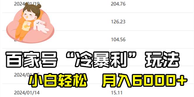 百家最新“冷暴利”玩法，小白轻松月入6000+-智宝网创