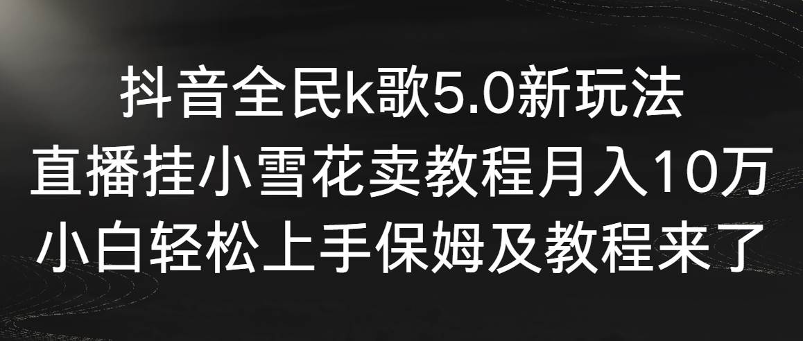 抖音全民k歌5.0新玩法，直播挂小雪花卖教程月入10万，小白轻松上手，保…-智宝网创